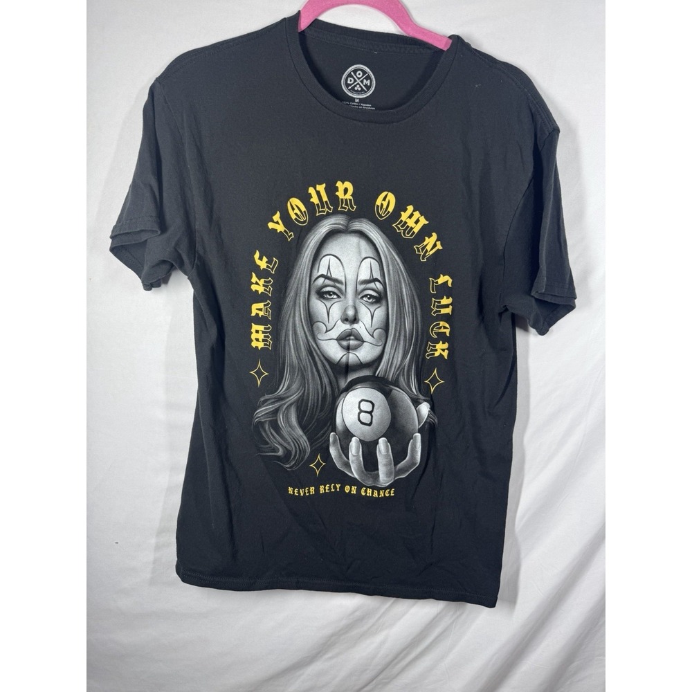DGM It's About The Art T-Shirt Medium Black Clown Girl 8 Ball Make Your Own Luck